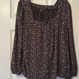 Loft blouse black and pink